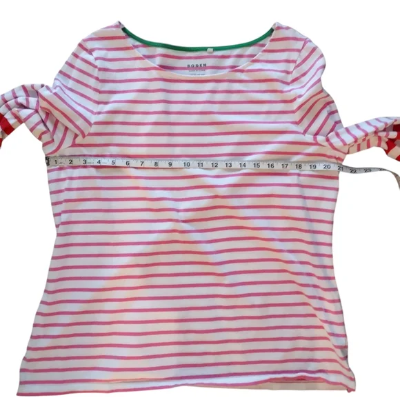 Boden Ella Long Sleeved Breton Top Ivory, Red, and Party Pink - Picture 11 of 13